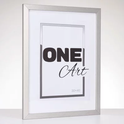 Drewniana rama Hekla (MDF) na wymiar srebrny, struktura | szkło sztuczne (1 mm)