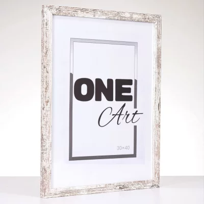 Drewniana rama Hekla (MDF) na wymiar vintage | szkło sztuczne (1 mm)