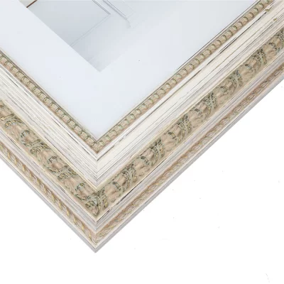Cornice esclusiva in legno Deloga 70x90 cm | bianco con argento | Vetro standard (2 mm)
