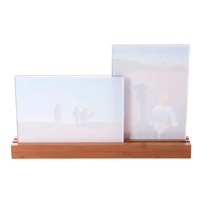 Fotostativ Bamboo av bambus og med bildeholder av akryl 2x13x18 cm | Natur | Kunstglass (2 mm)
