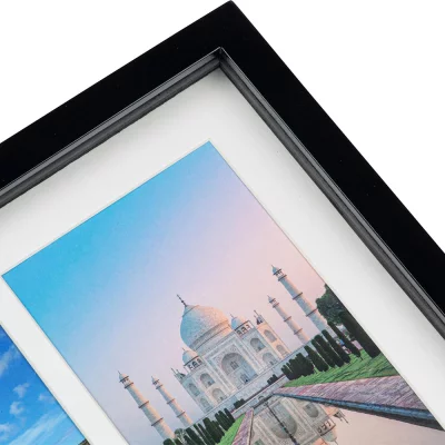 Multi fotokader van MDF Piano voor 7 foto's 10x15 cm | zwart | normaal glas (2 mm)