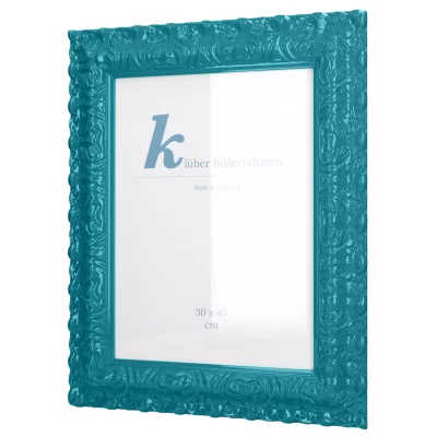 Cornice barocca Salamanca Color su misura Aqua (115) | Vetro standard (2 mm)