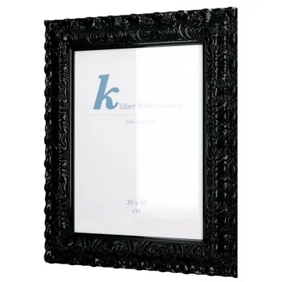 Cornice barocca Salamanca Color su misura Black (214) | Vetro standard (2 mm)