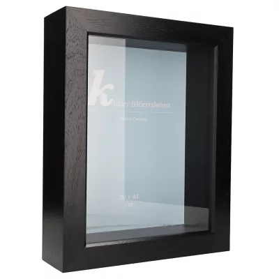 Houten kader Dragón met afstandshouder op maat Black | normaal glas (2 mm)