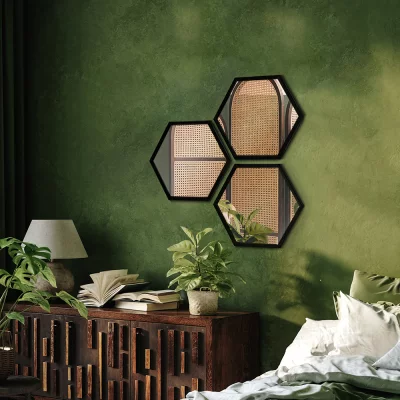 Specchio esagonale Honeycomb 35x40 cm | argento | Specchio (2 mm)