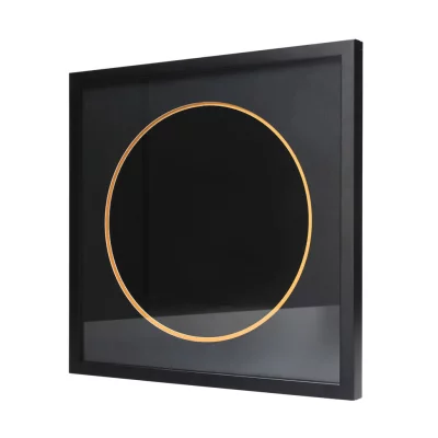 Thumbnail von Schwarzer Schallplattenrahmen für Vinyl-Platte mit schwarzem Doppelpassepartout Schwarz mit Goldkante Bild 4