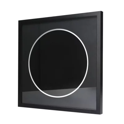 Thumbnail von Schwarzer Schallplattenrahmen f&uuml;r Vinyl-Platte mit schwarzem Doppelpassepartout Schwarz mit Silberkante Bild 4