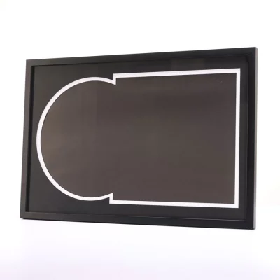 Thumbnail von Schwarzer Schallplattenrahmen für Vinyl und Cover mit schwarzem Doppelpassepartout Schwarz mit Silberkante Bild 4