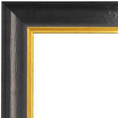 Thumbnail von Barockrahmen Spiez nach Maß Anthrazit-Schwarz mit Gold, handgrundiert Bild 4