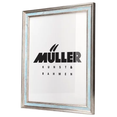 Cornice in legno Brema su misura oro bianco - blu | Cornice vuota (senza vetro e senza pannello posteriore)