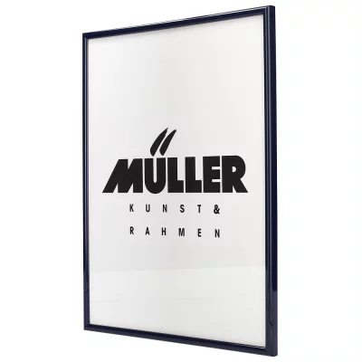 Houten fotolijst Hessen op maat donkerblauw, glanzend | normaal glas (2 mm)