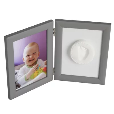 Thumbnail von Baby Abdruck-Set mit Gips und Doppel-Bilderrahmen - Bildgröße 13x18 cm grau Bild 4