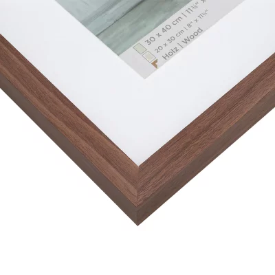 Houten lijst Stockholm met passe-partout 13x18 cm | notenboom | normaal glas (2 mm)