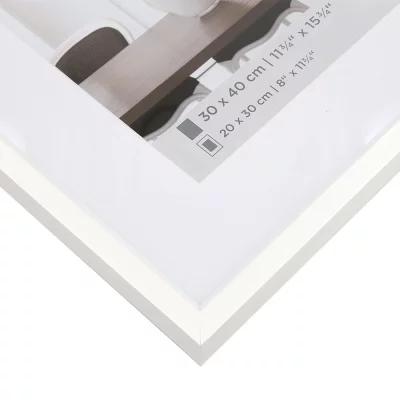 Kunststof lijst Steel Style met passe-partout 20x20 cm (15x15 cm) | wit | normaal glas (2 mm)