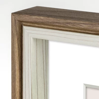 Houten kader Palmi (MDF) met passe-partout 30x40 cm (20x30 cm) | bruin-wit | normaal glas (2 mm)