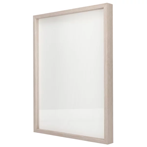 Alu-Bilderrahmen Barth NXT mit Distanzleiste, Serie 1131 18x24 cm | Eiche weiß gekalkt - Echtholzfurnier | Normalglas (2 mm)