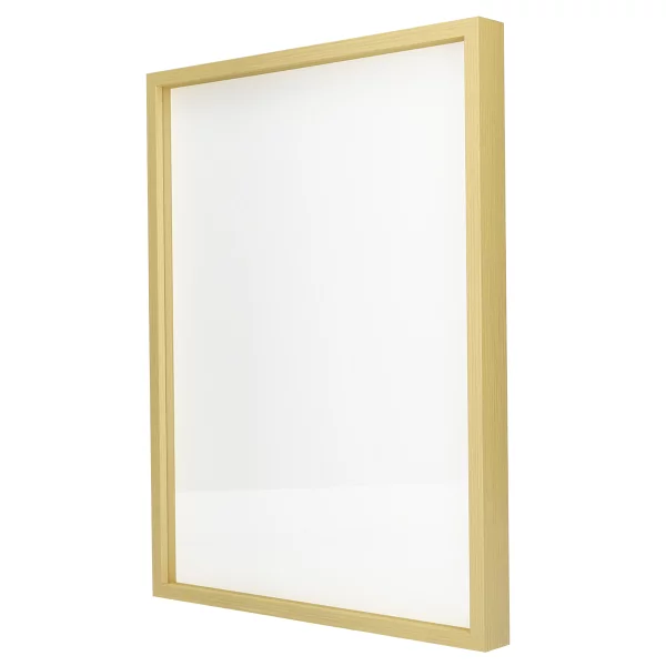 Alu-Bilderrahmen Barth NXT mit Distanzleiste, Serie 1131 18x24 cm | Hellgelb - Furnier Holzoptik | Normalglas (2 mm)