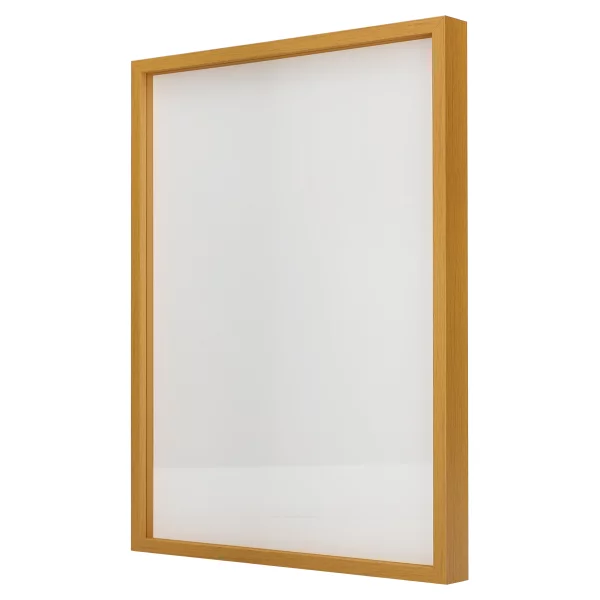 Alu-Bilderrahmen Barth NXT mit Distanzleiste, Serie 1131 18x24 cm | Hellorange - Furnier Holzoptik | Normalglas (2 mm)