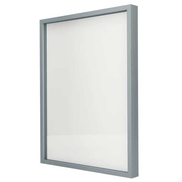 Alu-Bilderrahmen Barth NXT mit Distanzleiste, Serie 1131 18x24 cm | Nebelblau - Furnier Holzoptik | Normalglas (2 mm)
