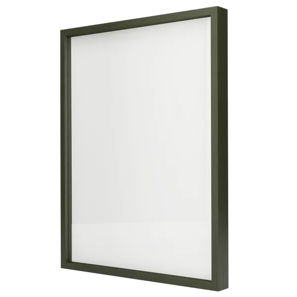 Alu-Bilderrahmen Barth NXT mit Distanzleiste, Serie 1131 18x24 cm | Olivgrün - Furnier Holzoptik | Normalglas (2 mm)