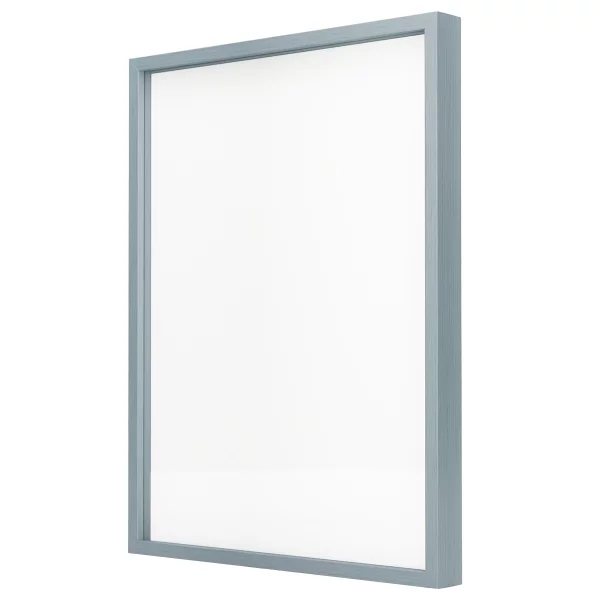 Alu-Bilderrahmen Barth NXT mit Distanzleiste, Serie 1131 18x24 cm | Schieferblau - Furnier Holzoptik | Normalglas (2 mm)