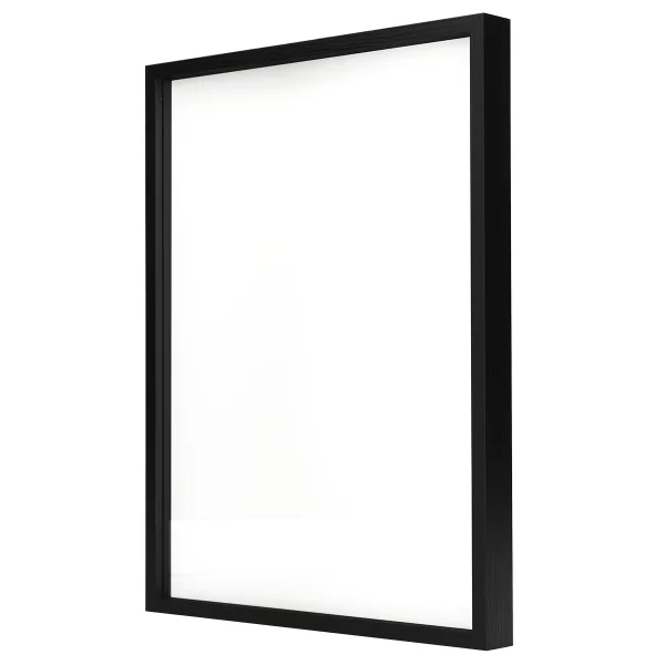 Alu-Bilderrahmen Barth NXT mit Distanzleiste, Serie 1131 18x24 cm | Schwarz - Furnier Holzoptik | Normalglas (2 mm)