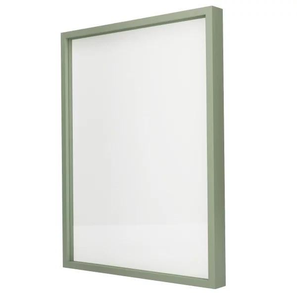 Alu-Bilderrahmen Barth NXT mit Distanzleiste, Serie 1131 - Maßanfertigung Lindgrün - Furnier Holzoptik | Normalglas (2 mm)