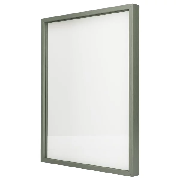 Alu-Bilderrahmen Barth NXT mit Distanzleiste, Serie 1131 - Maßanfertigung Salbeigrün - Furnier Holzoptik | Normalglas (2 mm)