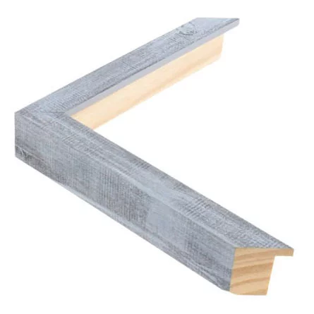 Holz Bilderrahmen WOODLAND II nach Maß Blau-Grau mit Holzstruktur foliert | Normalglas (2 mm)