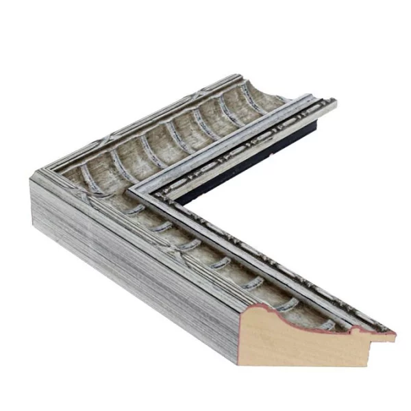 Cadre en bois CHATEAU 461 - sur mesure argent | verre standard (2 mm)
