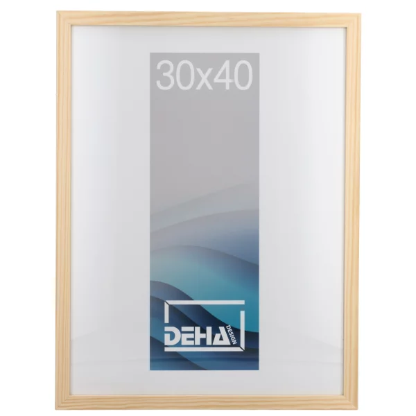 Cadre en bois Hamal sur-mesure pin naturel glacé | verre standard (2 mm)