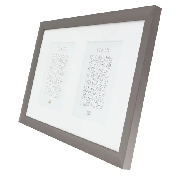 Cadre multi photos Jade pour 2 photos 10x15 cm | gris | verre standard (2 mm)