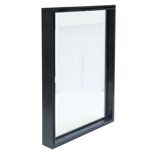 Alu Bilderrahmen Paris mit Glasrückwand für einen schwebenden Effekt 18x24 | Schwarz | Normalglas (2 mm)