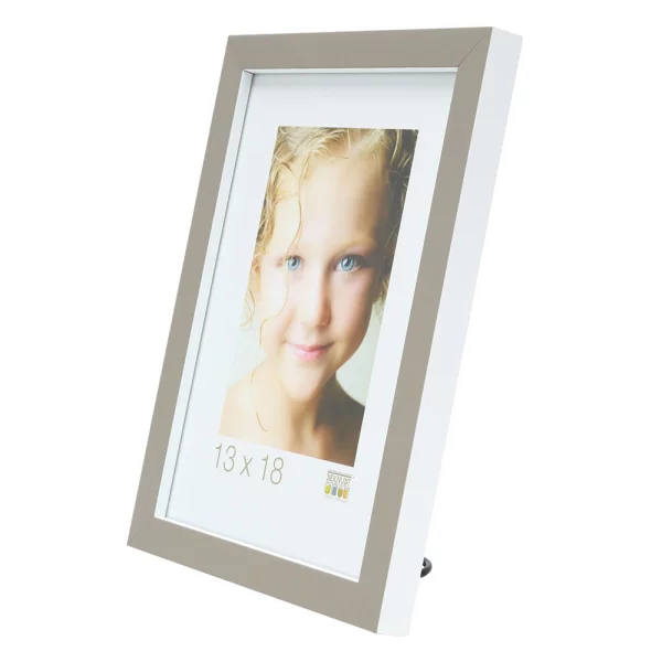 Cadre en bois David 10x15 cm | gris, bord blanc | verre standard (2 mm)