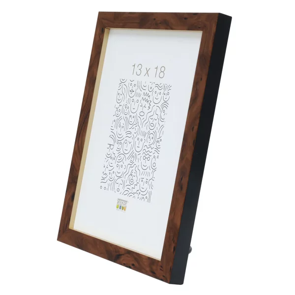 Cadre en bois David 9x13 cm | racine, bordure intérieure en or | verre standard (2 mm)