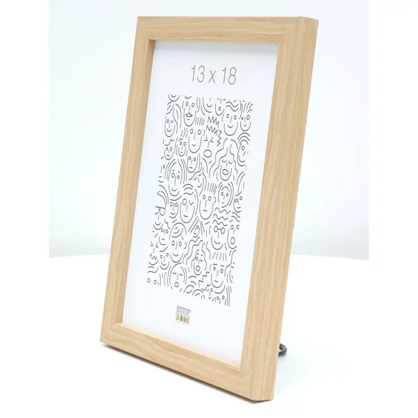 Schmaler Holz Bilderrahmen 10x10 cm | natur | Normalglas (2 mm)