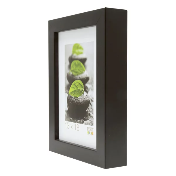 Holz Bilderrahmen Brian mit besonders tiefer Leiste 24x30 cm | Schwarz | Normalglas (2 mm)