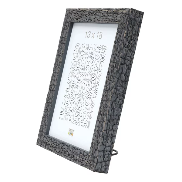Bilderrahmen in gebrannter Holzoptik 24x30 cm | grau | Normalglas (2 mm)