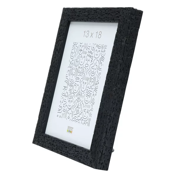 Bilderrahmen in gebrannter Holzoptik 10x15 cm | schwarz | Normalglas (2 mm)