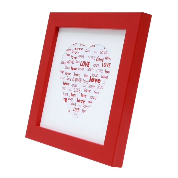 Bilderrahmen mit Herz-Passepartout 10x10 cm | Rot | Normalglas (2 mm)