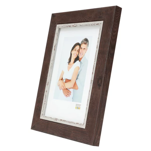 Cadre en plastique Leo 40x40 cm | noyer-blanc vintage | verre standard (2 mm)