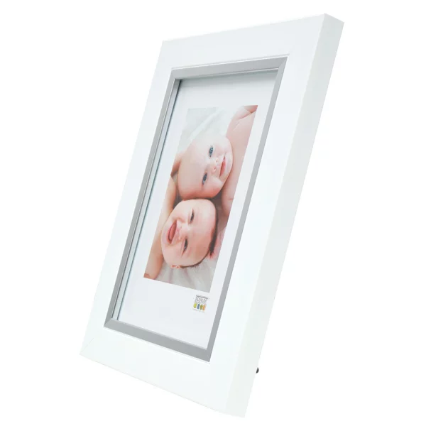 Cadre en plastique Leo 10x15 cm | blanc-argent | verre standard (2 mm)