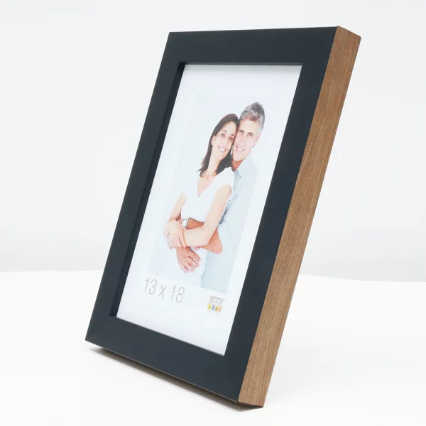 Holz Bilderrahmen Hans 24x30 cm | schwarz-braun | Normalglas (2 mm)