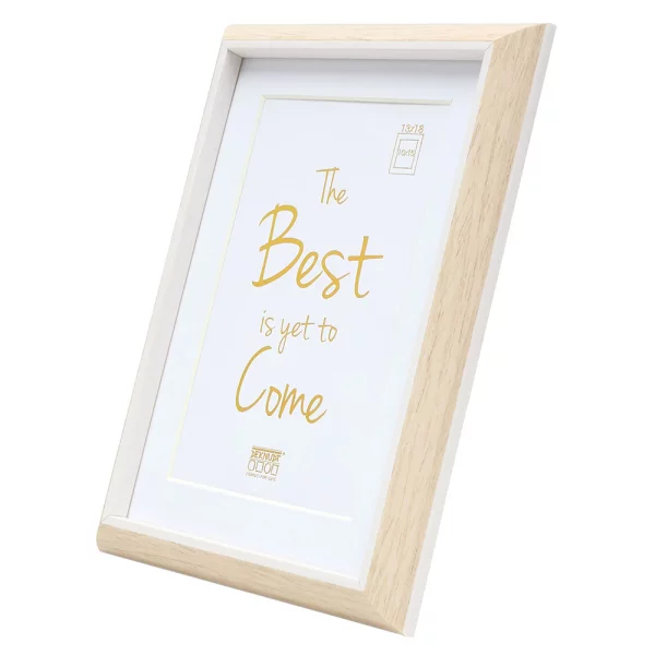 Cadre en bois Linda avec passe-partout 18x24 cm (13x18 cm) | naturel clair avec blanc | verre standard (2 mm)