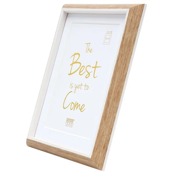 Cadre en bois Linda avec passe-partout 13x18 cm (10x15 cm) | naturel avec blanc | verre standard (2 mm)