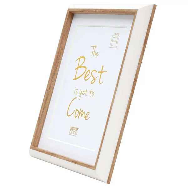 Cadre en bois Linda avec passe-partout 10x15 cm (7x10 cm) | blanc avec marron | verre standard (2 mm)