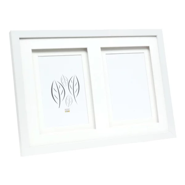 Cadre multi photos en bois Anna pour 2 images avec passe-partout double 10x15 cm | blanc | verre standard (2 mm)