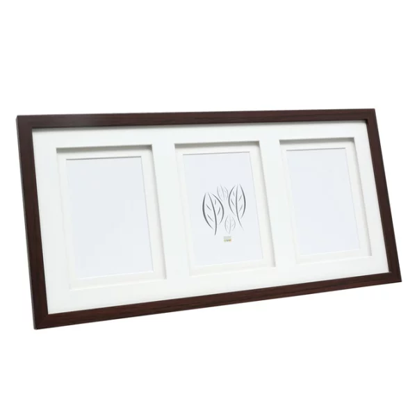 Cadre multi photos Anna pour 3 images avec passe-partout double 10x15 cm | brun | verre standard (2 mm)