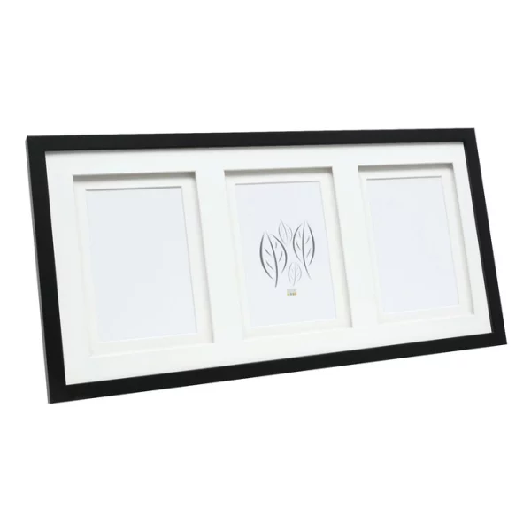 Cadre multi photos Anna pour 3 images avec passe-partout double 10x15 cm | noir | verre standard (2 mm)