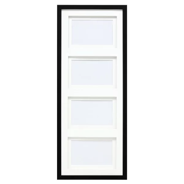 Cadre multi photos en bois Anna pour 6 photos avec passe-partout double 4x10x15 cm | noir | verre standard (2 mm)